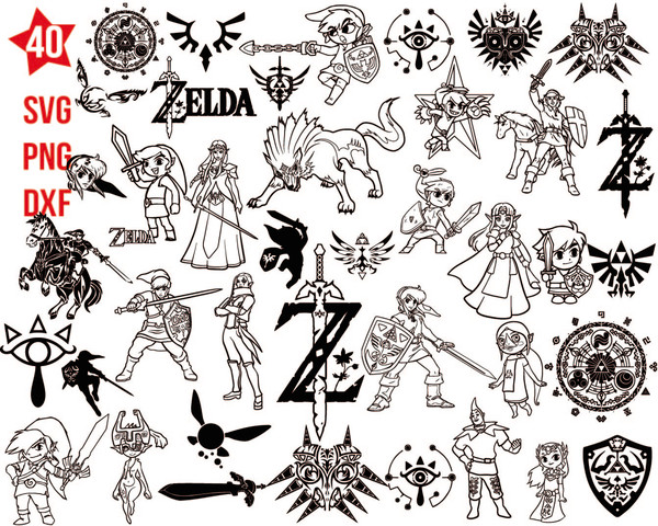 Link Shield Legend of Zelda SVG File, Video Game Download Di