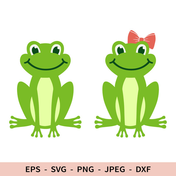 Cute frog Svg Kid File for Cricut Baby Frog Bow Clipart Dxf - Inspire Uplift