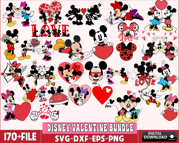 170 file disney valentines day bundle svg, Digital Download - Inspire Uplift