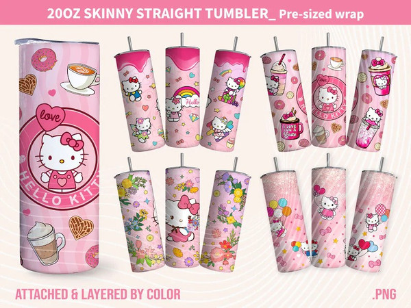 Kawaii Kitty Tumbler, Kitty Valentine, Kitty Coffee, 20oz Straight Skinny Wrap, Pink Cat Tumbler, Png Sublimation Design, Digital Download.jpg