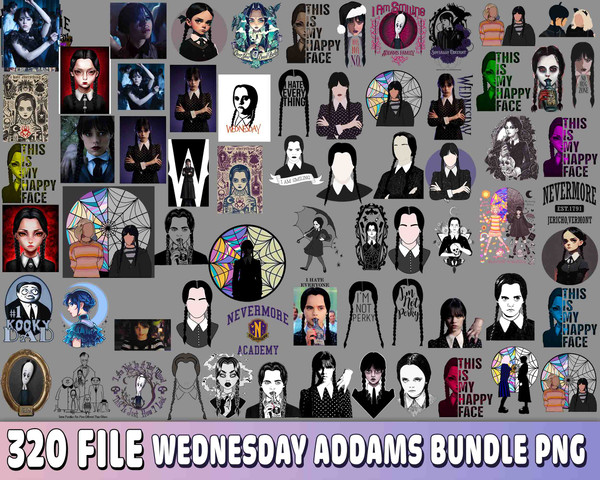 320+ Wednesday Addams PNG, Addams Family file, Netflix series bundle