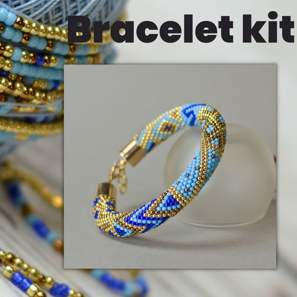 Bead crochet kit bracelet, DIY jewelry, Blue beaded bracelet - Inspire  Uplift