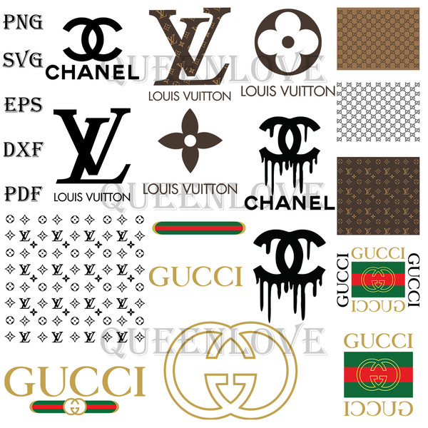 Fashion Brand Bundle Svg, Gucci Svg, Gucci Logo Svg, Gucci Pattern - 17 File
