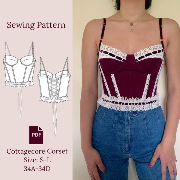 Cottagecore Corset Sewing Pattern PDF 34A-34D - Inspire Uplift