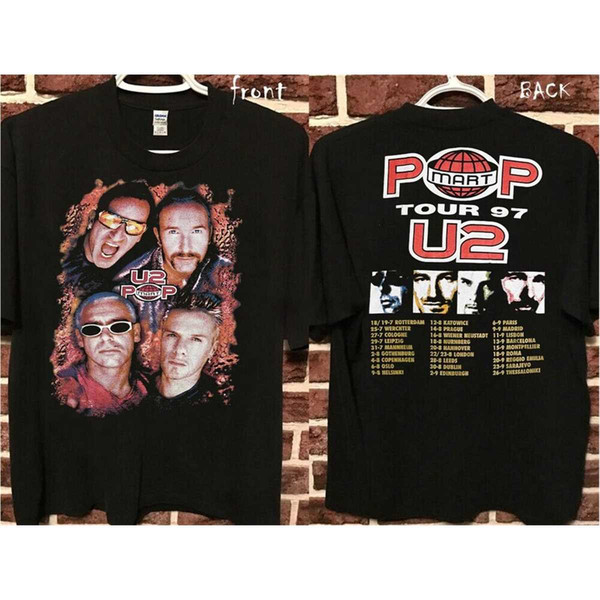tæt Hvad er der galt Følsom 1997 U2 Pop Mart Tour T-Shirt, U2 Rock Band Tour 1997 T-Shir - Inspire  Uplift