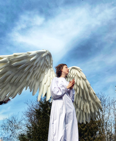 Large waving/movable white Heaven Angel adult wearable wings - Inspire  Uplift