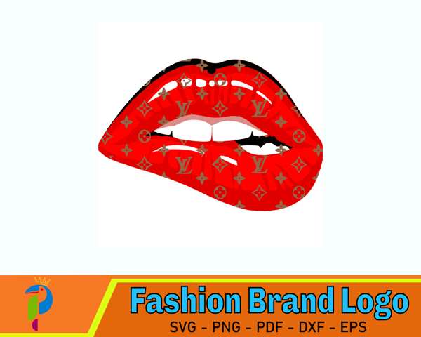 Louis Vuitton Supreme Lips Svg Digital File, Brand Svg, Lips Svg