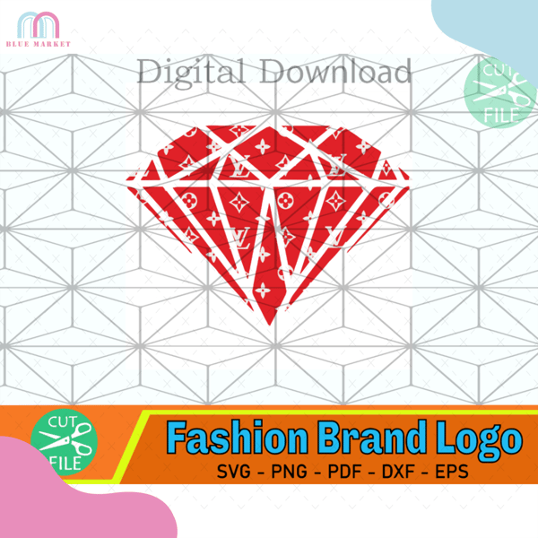 Louis Vuitton Diamond Red Svg, Logo Svg, LV Wrap Svg, Louis