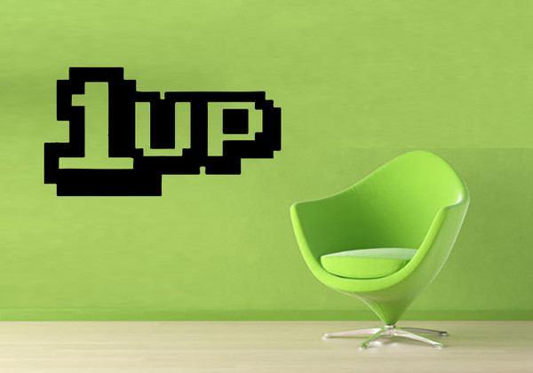 1 Up, One Up, Gamer Sticker, Video Game, Computer Game, Game Play, Wall Sticker Vinyl Decal Mural Art Decor
