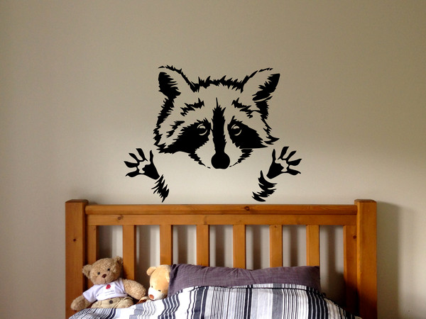 Cute Coon Sticker, Raccoon, Baby Room Sticker, Car Sticker, Wall Sticker, Vinyl, Decal, Mural, Art, Decor