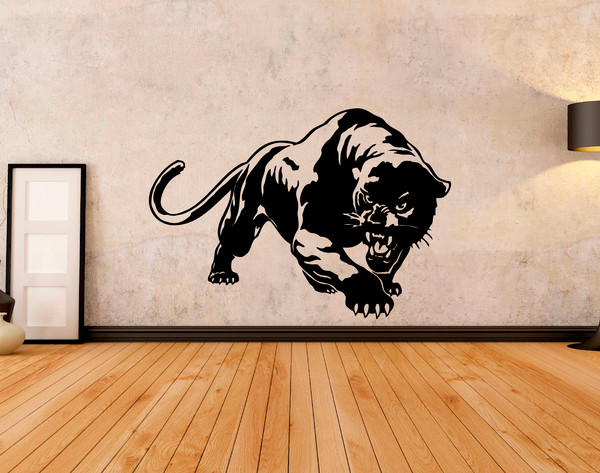 Ferocious Black Panther Sticker, Car Sticker, Wild Animal, Wall Sticker Vinyl Decal Mural Art Decor
