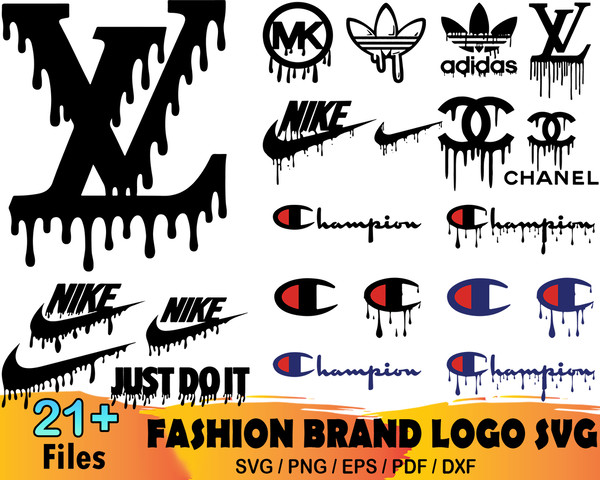 21 Fashion Brand Dripping Logo Bundle Svg, Louis Vuitton Svg - Inspire  Uplift