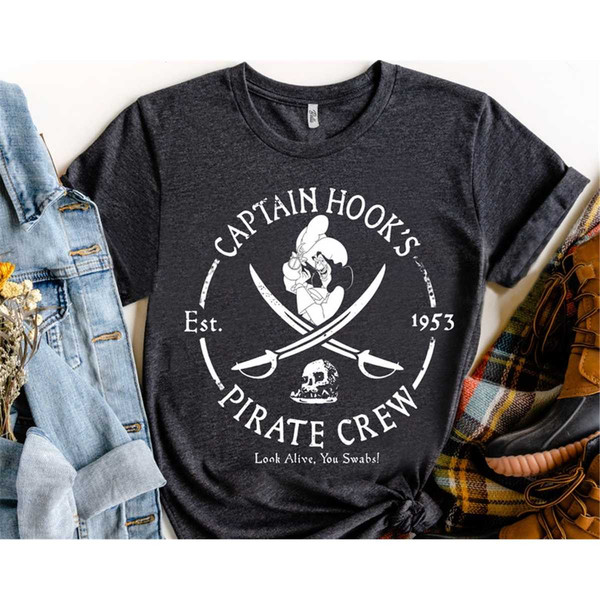 Retro Disney Villains Captain Hook 90s Portrait T-shirt, Peter Pan