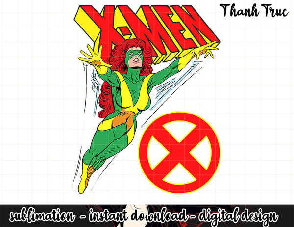 Marvel X-Men Jean Grey Vintage Classic Retro Graphic png, sublimation  .jpg