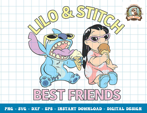 Disney Lilo & Stitch Best Friends Sunglasses & Ice Cream png, sublimation.jpg