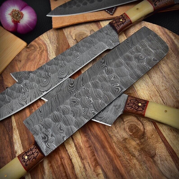 5 Piece Custom Handmade Acid Washed Stainless Steel Kitchen Knives Set –  KBS Knives Store