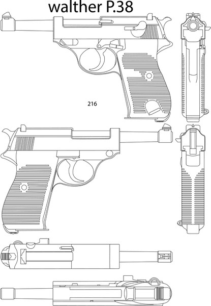 walther P.38 gun line art.jpg