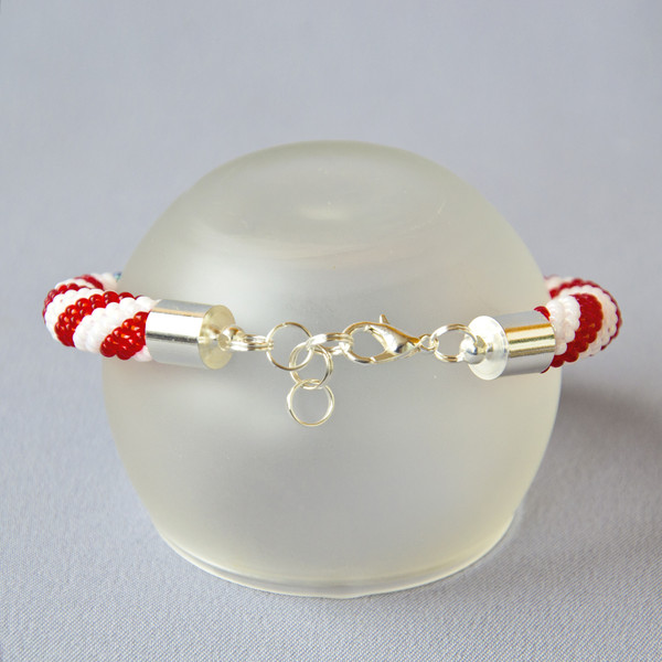 Red, White, and Blue Handcrafted Beaded Bracelet