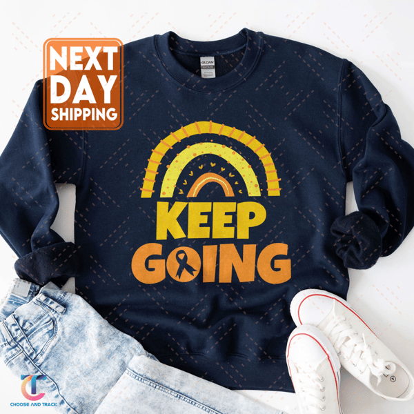 Keep Going Childhood Cancer Awareness Sweatshirt, Childhood Cancer Shirt, Motivational Shirt, Gold Ribbon Shirt, Cancer Support Tee - 4.jpg