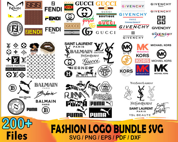 Fashion Logo Bundle Svg, Fendi Svg, Gucci Svg, Givenchy Svg - Inspire ...