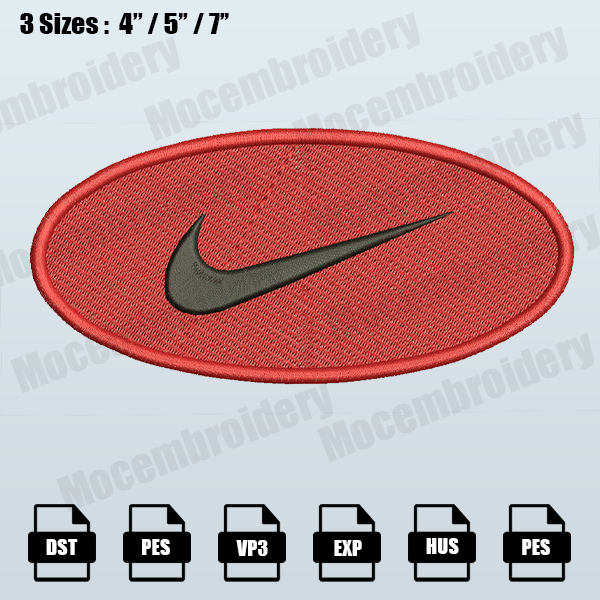 Nike Embroidery Design, Oval Emblem Swoosh Patch Logo Machin - Inspire  Uplift
