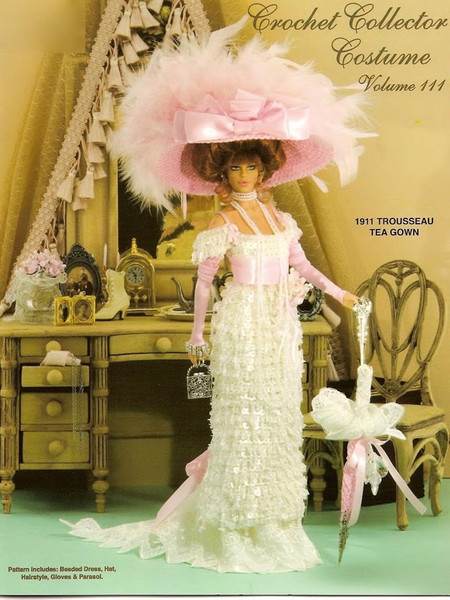 Barbie Doll clothes Crochet patterns - 1911 trousseau tea gown.jpg