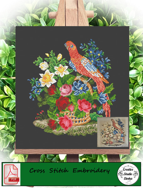 Basket of flowers with a bird 3.jpg