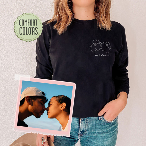 Comfort Colors® Custom Outline Photo Shirt, Custom Portrait From Photo, Custom Portrait Sweats, Couple Hoodie,Valentines Day Sweats - 3.jpg
