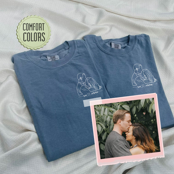 Comfort Colors® Custom Outline Photo Shirt, Custom Portrait From Photo, Custom Portrait Sweats, Couple Hoodie,Valentines Day Sweats - 4.jpg
