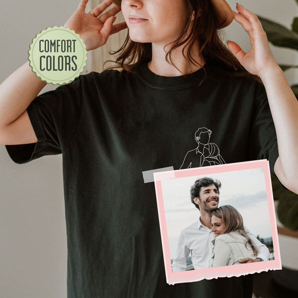 Comfort Colors® Custom Outline Photo Shirt, Custom Portrait From Photo, Custom Portrait Sweats, Couple Hoodie,Valentines Day Sweats - 5.jpg