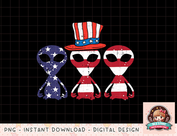 3 Aliens US Flag Funny 4th Of July Patriotic Space Men Women png, instant download, digital print.jpg