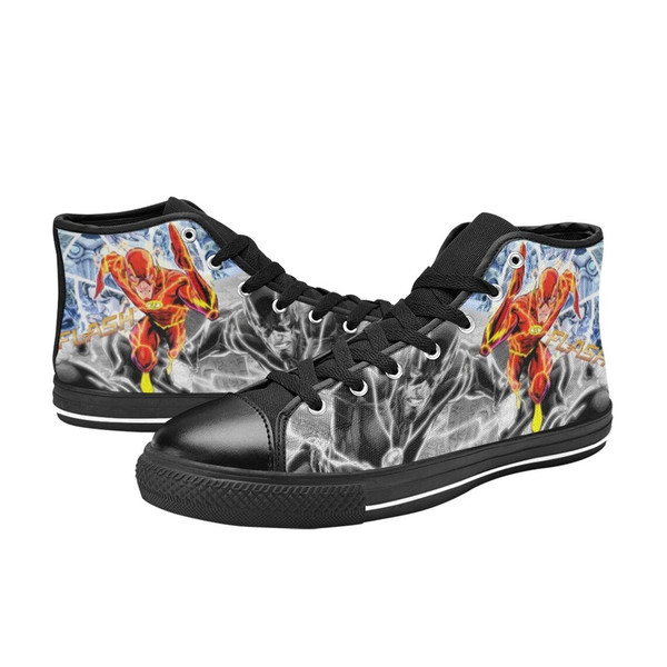 The Flash High Top Canvas Shoes for Fan, Women and Men, The Flash High Top Canvas Sneaker, The Flash Marvel Sneaker