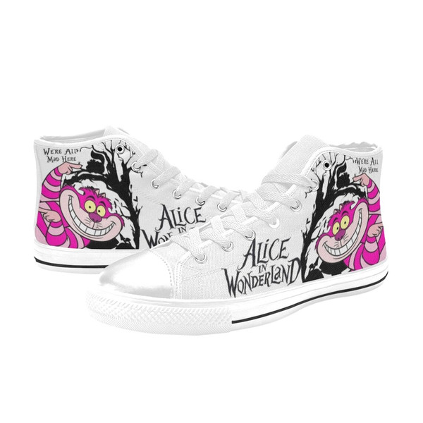 Alice in Wonderland Cheshire Cat High Top Canvas Shoes for Fan, Women and Men, Alice in Wonderland High Top Canvas Shoes