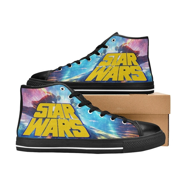 Star Wars Logo High Canvas Shoes for Fan, Women and Men, Star Wars Logo High Top Canvas Shoes, Star Wars Logo Shoes