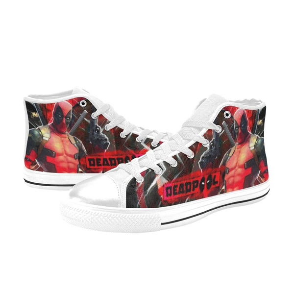 Deadpool High Canvas Shoes for Fan, Women and Men, Deadpool Marvel High Top Canvas Shoes, Deadpool Marvel Sneaker