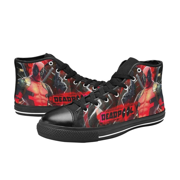 Deadpool High Canvas Shoes for Fan, Women and Men, Deadpool Marvel High Top Canvas Shoes, Deadpool Marvel Sneaker