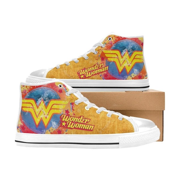 Wonder Woman High Canvas Shoes for Fan, Women and Men, Wonder Woman High Top Canvas Shoes, Wonder Woman DC Comics Shoes