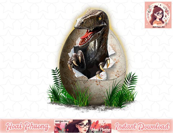 Jurassic Park Velociraptor Baby Hatching From Egg png, instant download.jpg