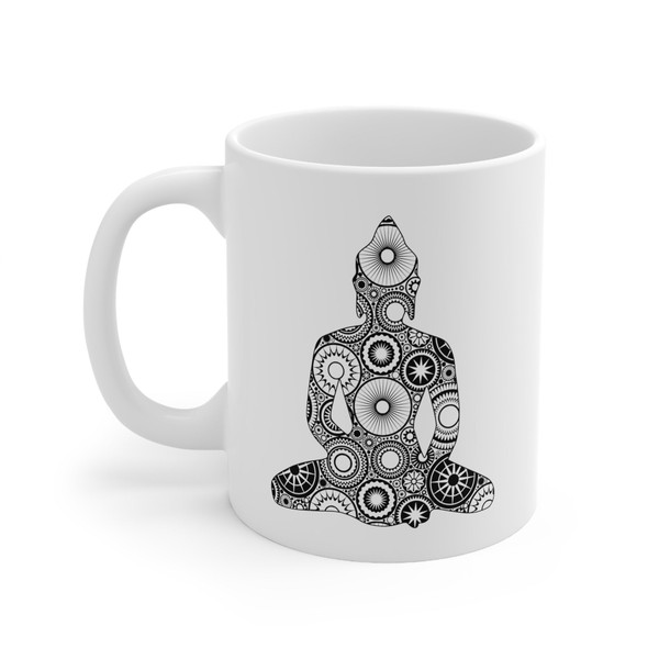 Zentangle Buddha Coffee Mug  Microwave and Dishwasher Safe Ceramic Cup  Buddhist Yogi Yoga Teacher Meditation Tea Hot Chocolate Gift Mug - 5.jpg