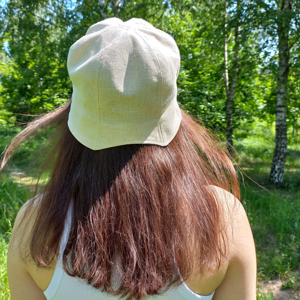 Lightweight and breathable linen bell hat. Beige bucket hat from the sun. Summer panama hat tulip for hot weather.