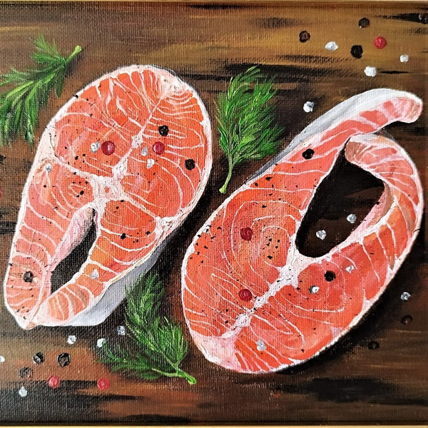 Fish-steak-still-life-painting-food-art-on-canvas-board-in-frame.jpg