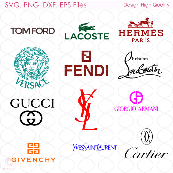Fashion Brand Logo Svg, Gucci Logo Svg, YSL Logo Svg, Fendi - Inspire ...