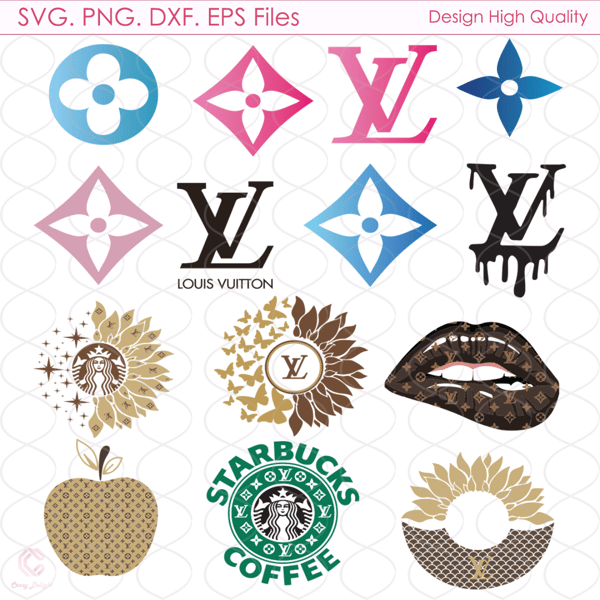 LV Logo Svg, LV Logo Bundle Svg, LV Flower Logo Svg
