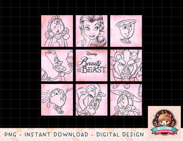 Disney Beauty and the Beast Panel Sketch Graphic png, instant download, digital print png, instant download, digital print.jpg