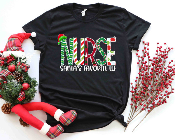 Nurse Santa's Favorite Elf Shirt, Nurse Shirt, Nurse Life Shirt, Cute Santa Tee, Christmas Shirt, Merry Christmas Gift for Nurse - 5.jpg