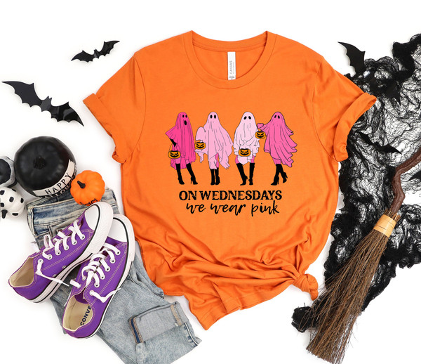 On Wednesday We Wear Pink Ghost Sweatshirt, Mean Girls Ghost Shirt, Pink Ghost Shirt, Mean Girls Halloween, Halloween Sweatshirt - 3.jpg