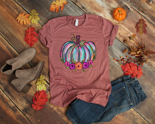 Watercolor Pumpkin T-shirt, Colorful Pumpkin Shirt, Watercolor Pumpkins, Halloween Shirt, Autumn Shirt, Cute Fall Shirt, Gift For Halloween - 4.jpg