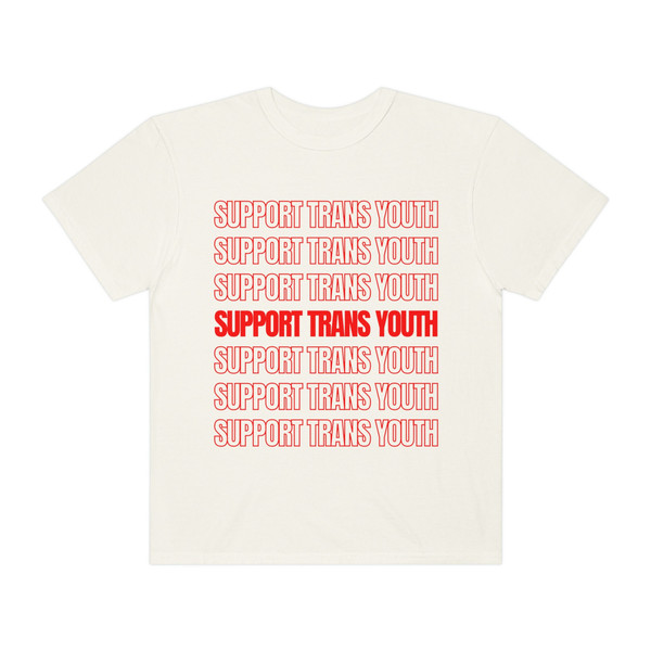 Support Trans Youth - Unisex Comfort Colors T-Shirt, Red Retro Style, Trans Rights, Transgender Shirt, Pride Month, LGBTQ+ - 1.jpg