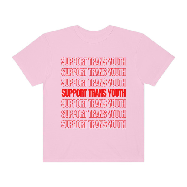 Support Trans Youth - Unisex Comfort Colors T-Shirt, Red Retro Style, Trans Rights, Transgender Shirt, Pride Month, LGBTQ+ - 2.jpg