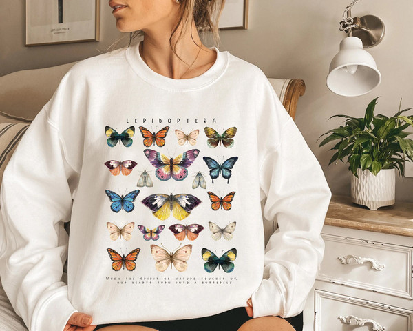 Butterfly Sweatshirt, Fall Sweatshirt, Floral shirt, Butterfly Lover, Butterfly Graphic, Women Tee, Valentine Gift - 4.jpg